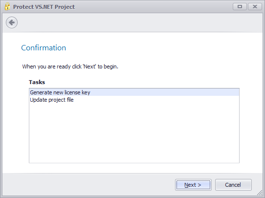 protect visual studio project - confirmation
